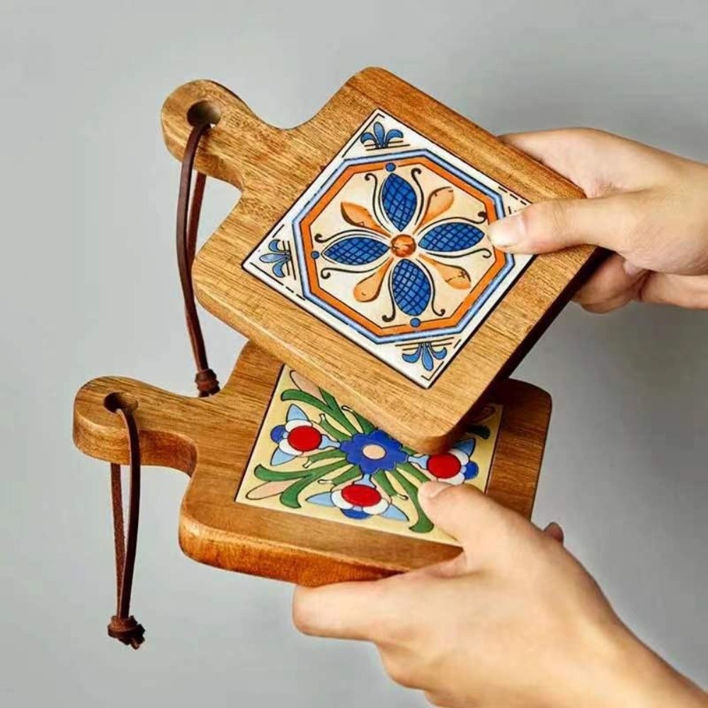 Desk Setup Retro - Sottopentola in Legno Massello Resistente al