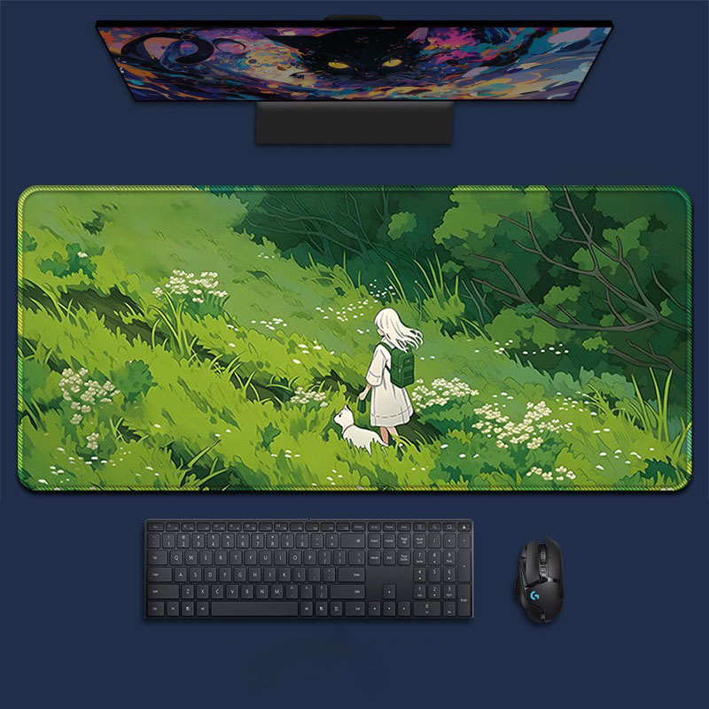 Desk Setup Natural - Tappetino per Mouse da Gaming con