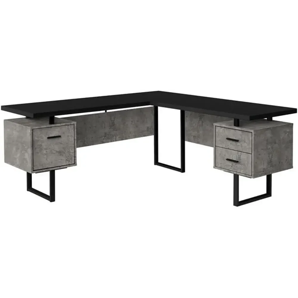 Desk Setup Black And Wood - Scrivania a L da 70 pollici