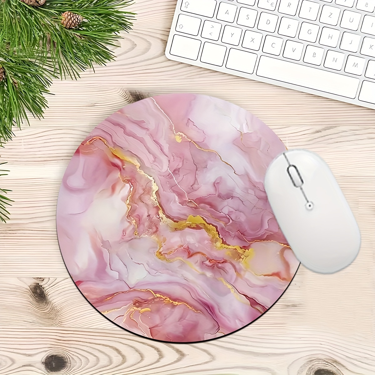 Desk Setup Laptop And Pc - Tappetino per Mouse in Marmo Rosa,