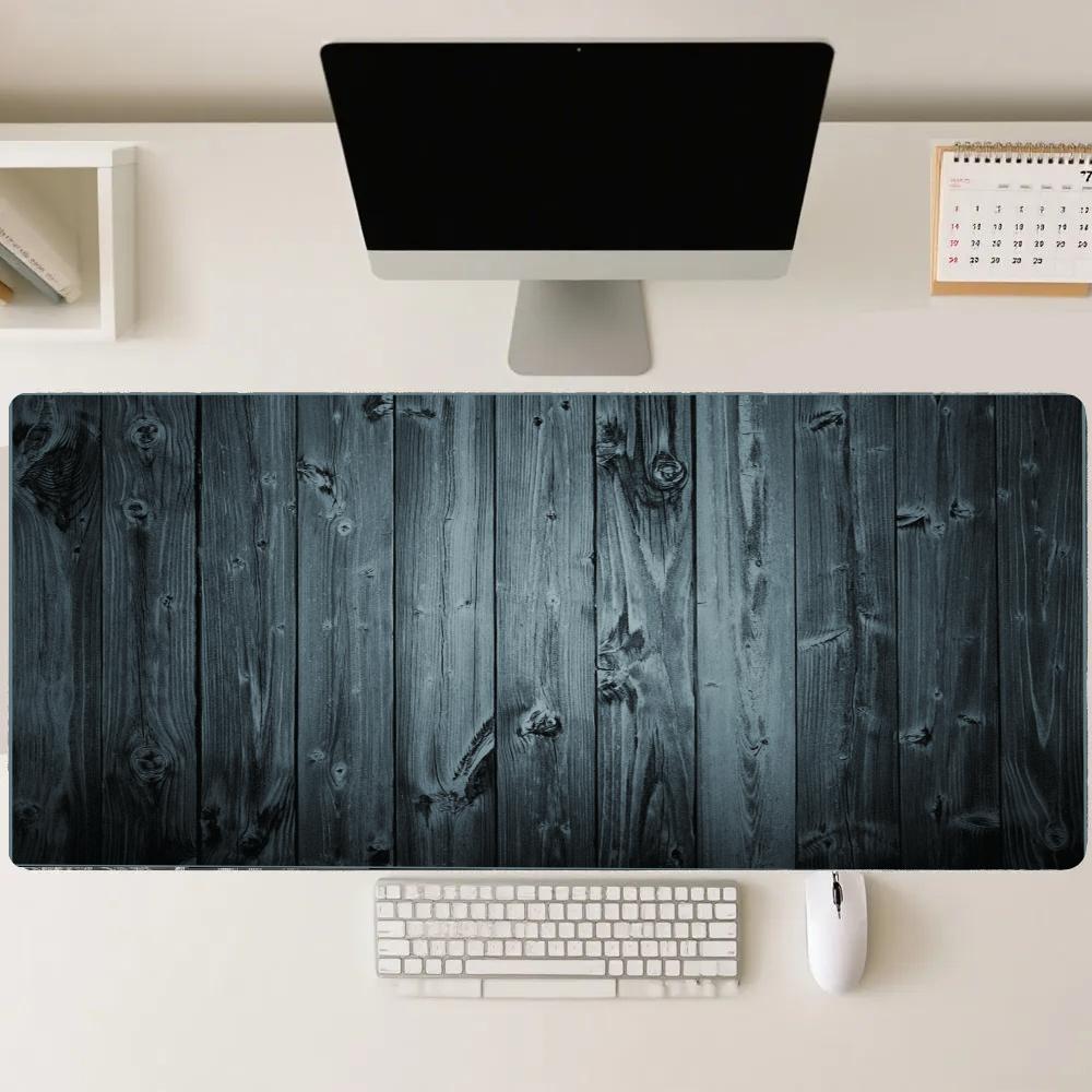 Desk Setup Black And Wood - Tappetino per mouse in legno nero,