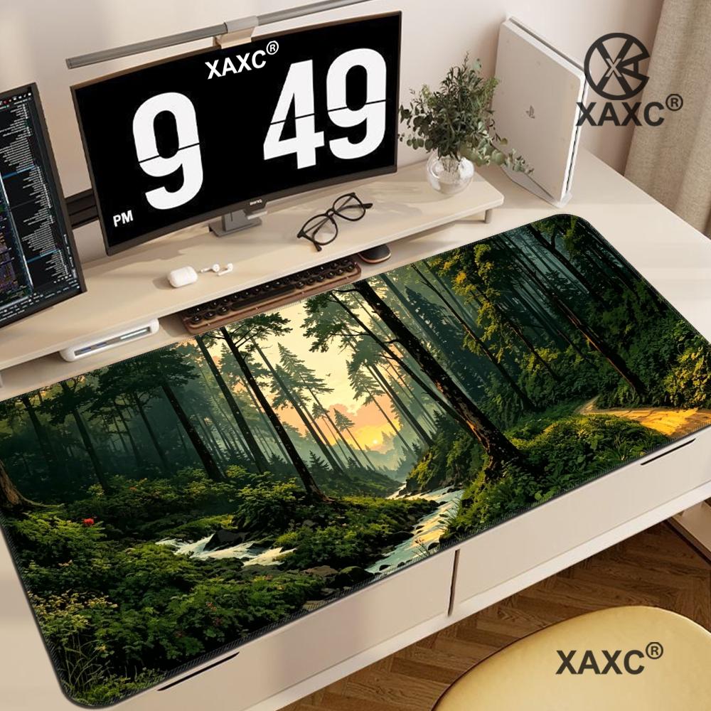 Desk Setup Natural - Tappetino per mouse Forest Escape XXL,