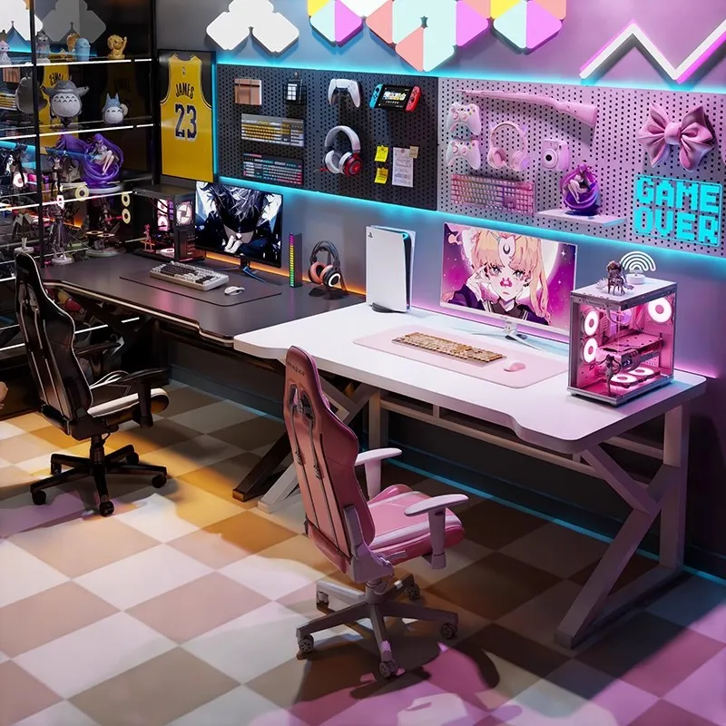Desk Setup Office - Scrivania Doppia per Gaming E-sports, Tavolo