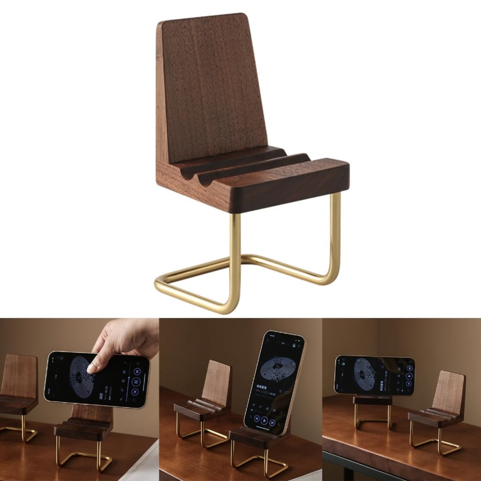 Desk Setup Natural - Supporto per Telefono in Legno di