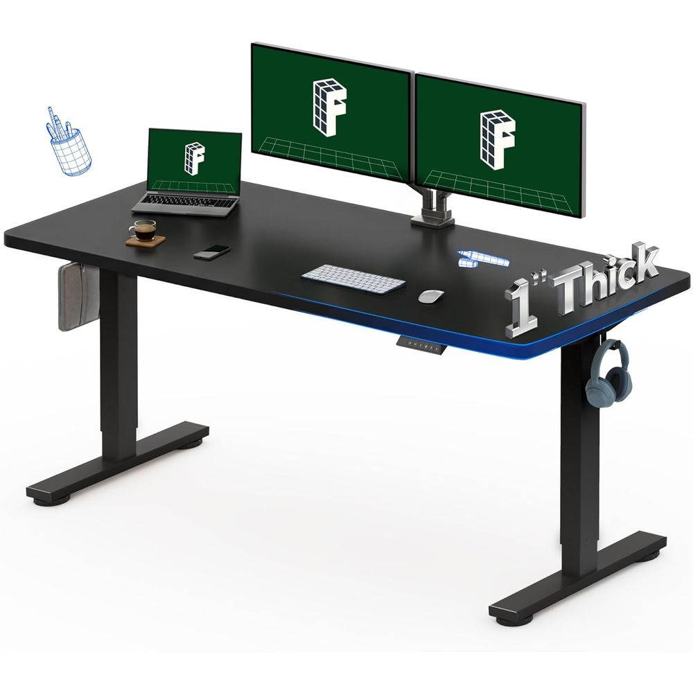 Scrivania Elettrica Regolabile - Desk Setup Black And Wood recensione e prezzo