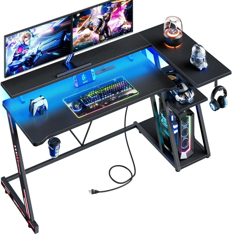 Scrivania da Gaming a L in Fib - Desk Setup Black And Wood recensione e prezzo