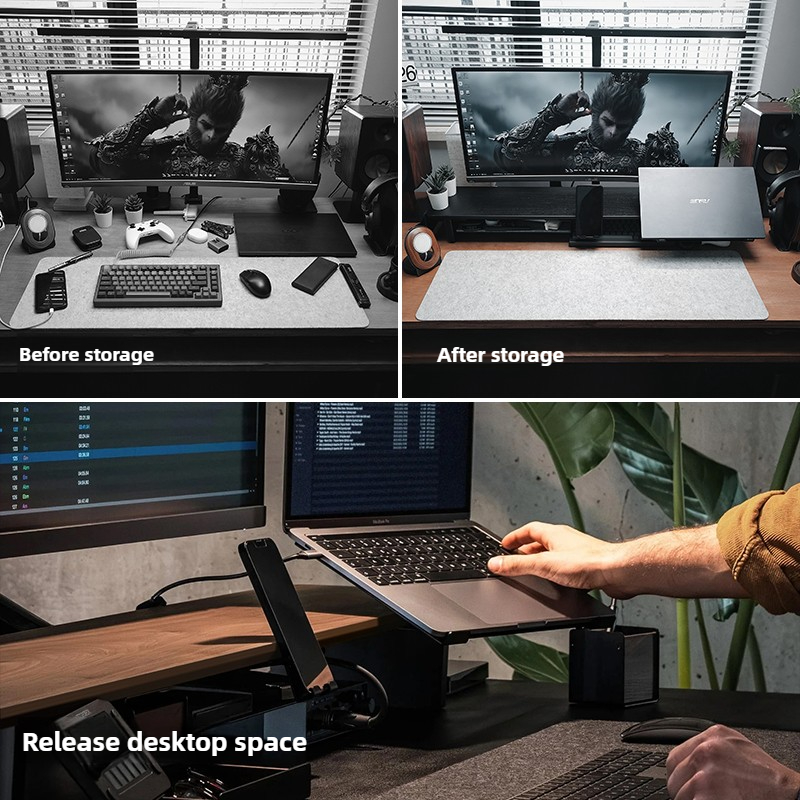 Supporto per monitor modulare  - Desk Setup Black And Wood recensione e prezzo