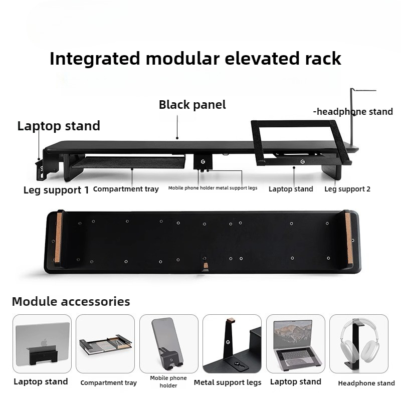 Supporto per monitor modulare  - Desk Setup Black And Wood recensione e prezzo